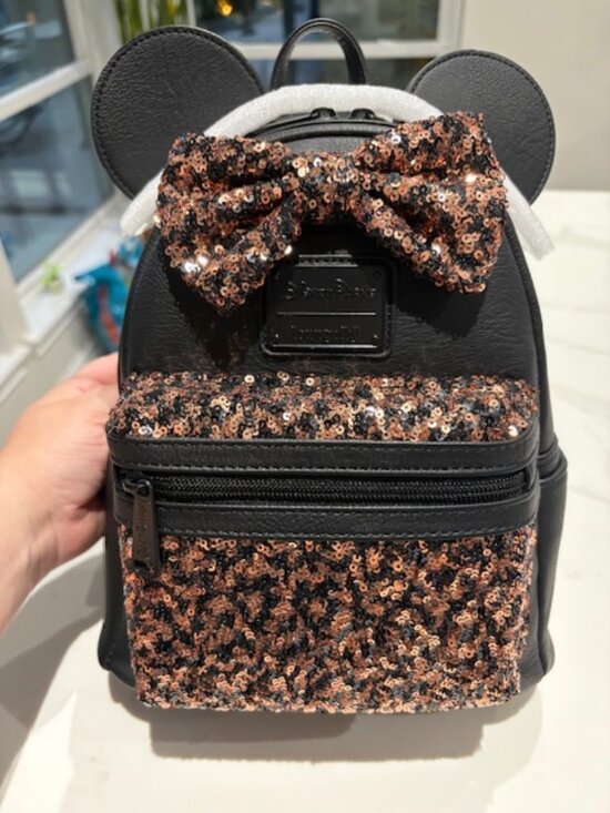 Loungefly Handbags - NWT Minnie Mouse Sequined Mini Backpack by Loungefly – Belle Bronze